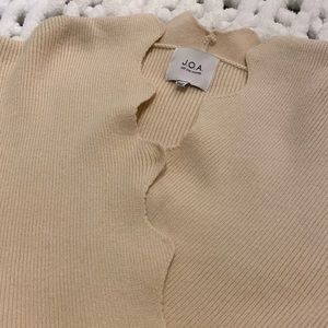JOA scalloped edged cross cross cream sweater